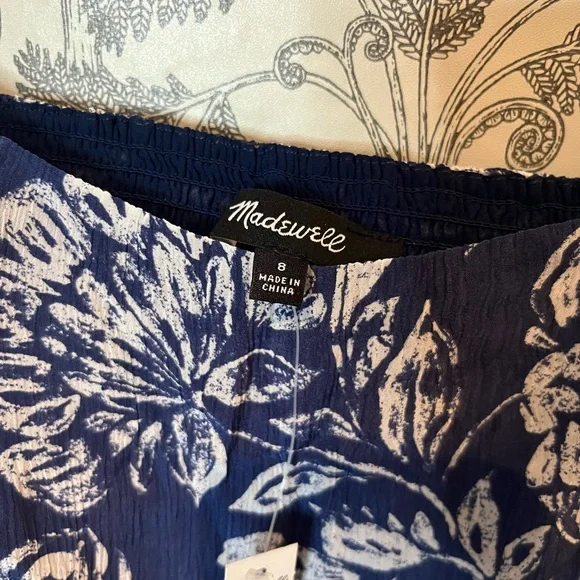Madewell Textured Maxi Slip Dress floral blue nwt  SZ 8